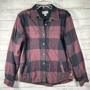 Carhartt Grunge Rugged Flex Fleece Lined Flannel Shirt Purple Plaid M (8/10)